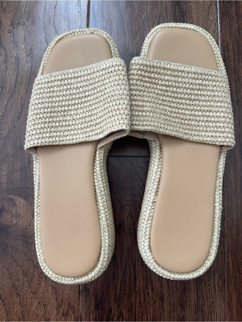 Woven Slide Sandals in Natural Beige - Women